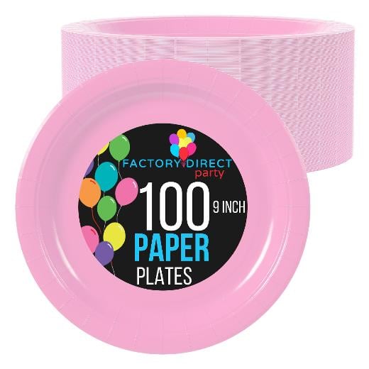 Main image of Bulk 9 in. Pink Paper Plates - 1000 Ct.
