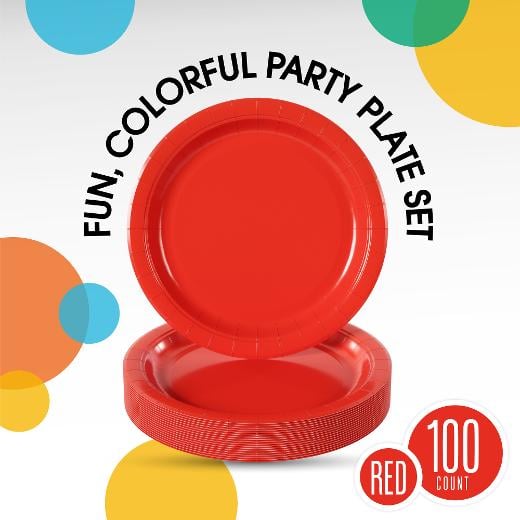 Alternate image of 9 In. Red Paper Plates - 100 Ct.