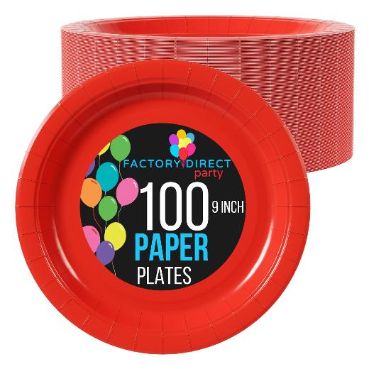 Main image of 9 In. Red Paper Plates - 100 Ct.