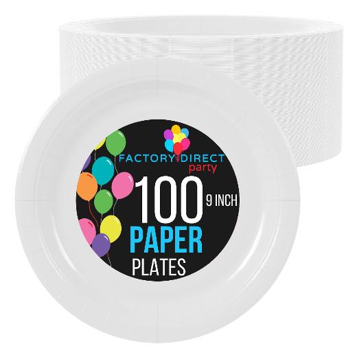 Main image of 9 In. White Paper Plates - 100 Ct.