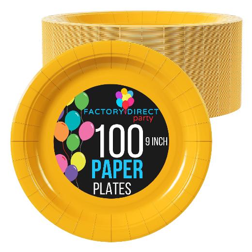 Main image of 9 In. Yellow Paper Plates - 100 Ct.