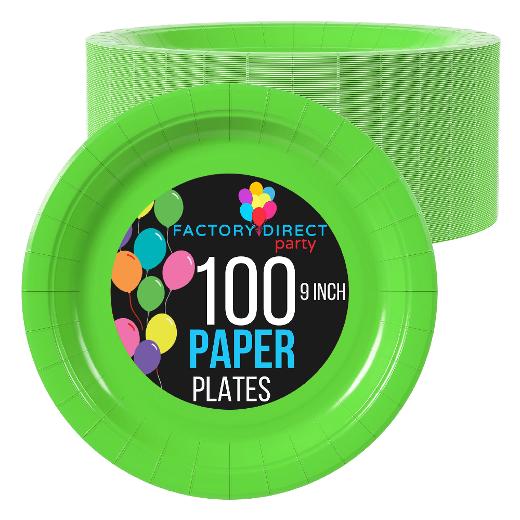 Main image of Bulk 9 in. Lime Green Paper Plates - 1000 Ct.