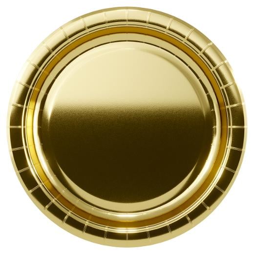 Alternate image of 9 In. Reflective Gold Paper Plates - 100 Ct.