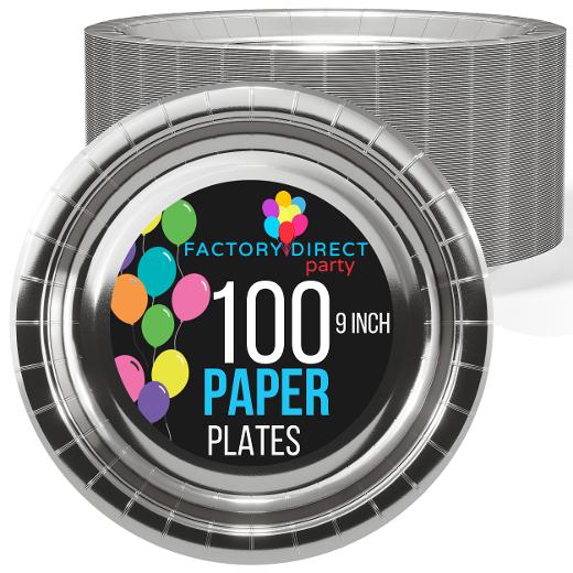 Main image of Bulk 9 in. Silver Paper Plates - 1000 Ct.