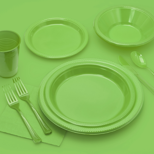 Alternate image of 9 In. Lime Green Plastic Plates - 8 Ct.