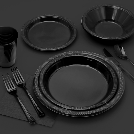 Alternate image of 7 In. Black Plastic Plates - 50 Ct.