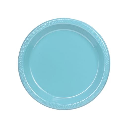 7 In. Light Blue Plastic Plates - 50 Ct.