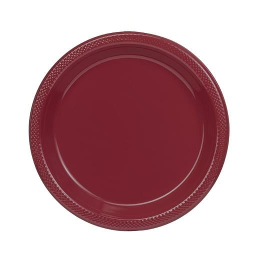 9 In. Burgundy Plastic Plates - 50 Ct.