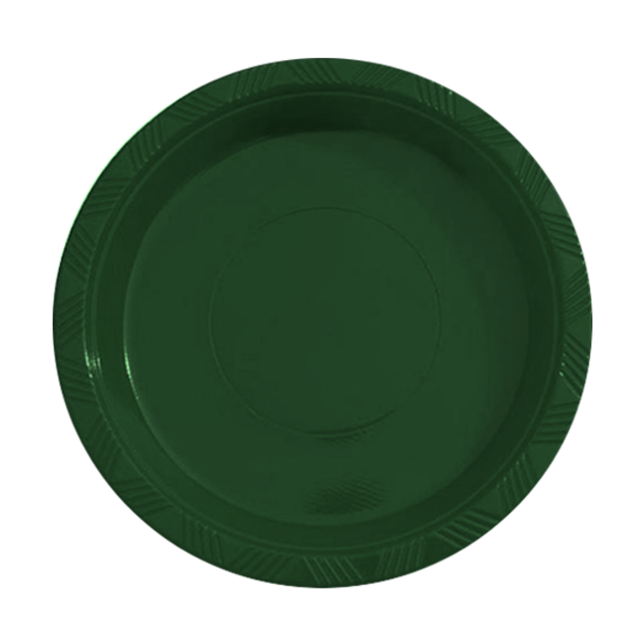 9 In. Dark Green Plastic Plates - 50 Ct.