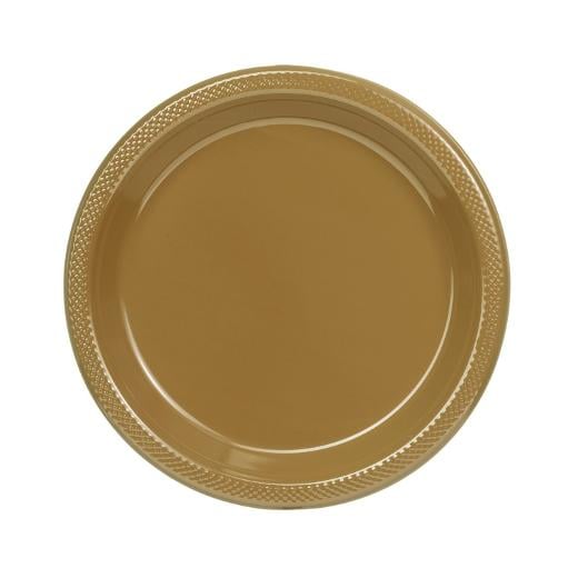 Main image of 9 In. Gold Plastic Plates - 50 Ct.