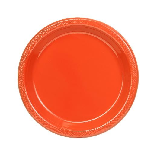 Main image of 9 In. Orange Plastic Plates - 50 Ct.