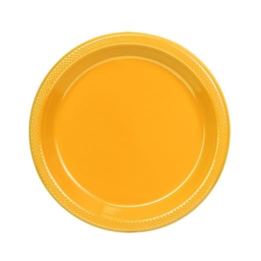Main image of 9 In. Yellow Plastic Plates - 50 Ct.