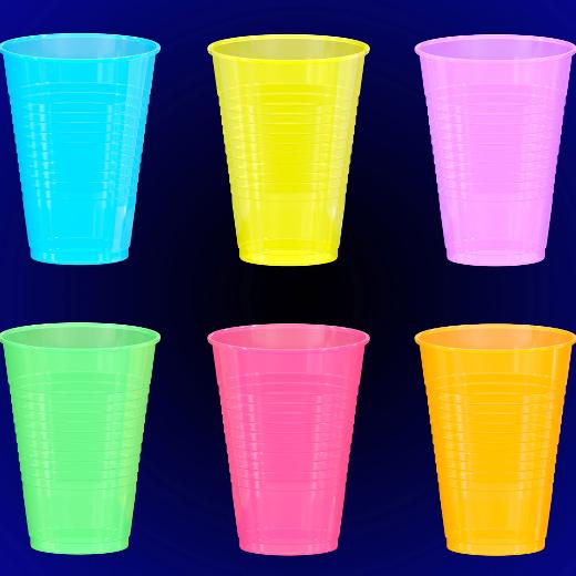 Alternate image of 16 Oz. Neon Assorted Color Plastic Cups - 60 Ct