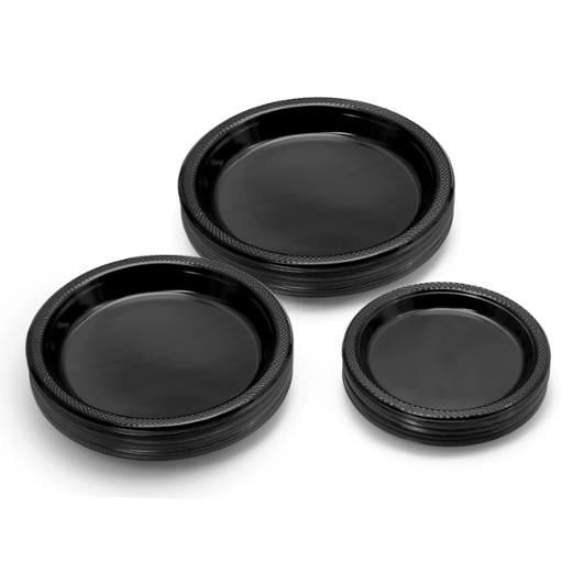 Alternate image of 10 In. Black Plastic Plates - 50 Ct.