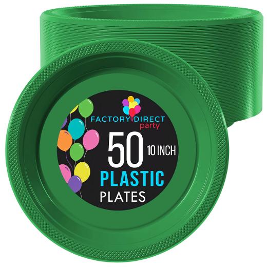 Main image of 10 In. Emerald Green Plastic Plates - 50 Ct.