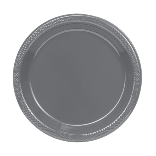 Main image of 10 In. Silver Plastic Plates - 50 Ct.
