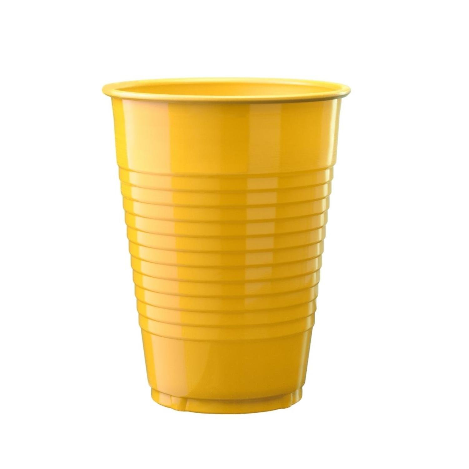 12 Oz. Yellow Plastic Cups - 16 Ct.