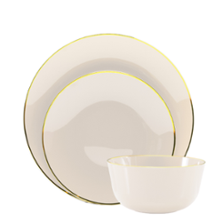8 inch. Ivory Classic Design Plates - 10 Ct.