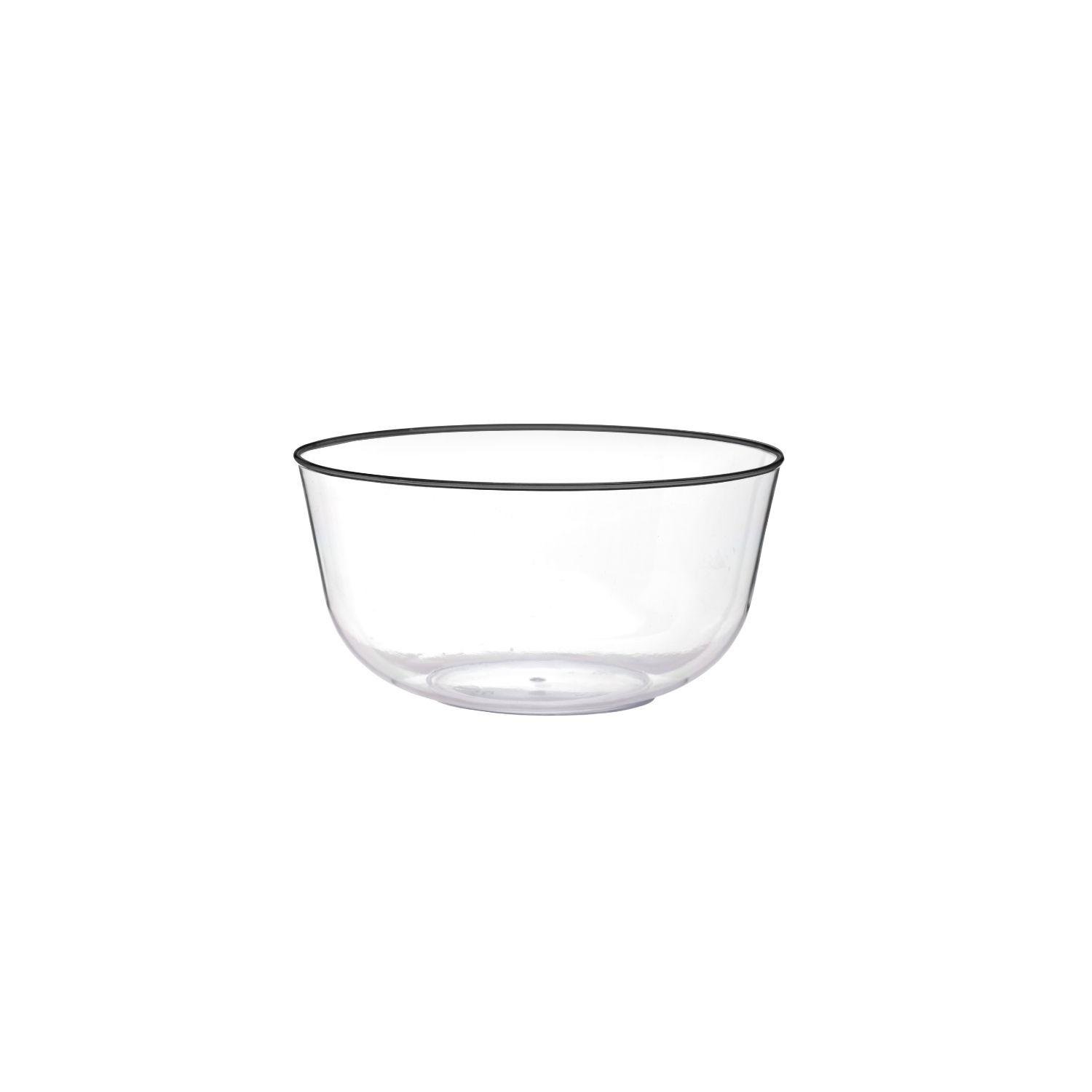 Classic Clear Design Plastic Bowls - Black Rim 10 Ct.