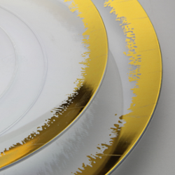 8" Gold Scratched Design Plastic Plates - 10 ct.