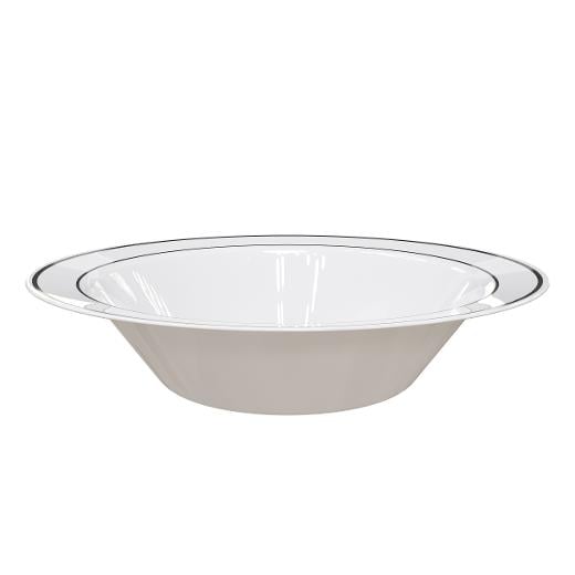 14 oz White/ Silver Line Design Bowls (10)