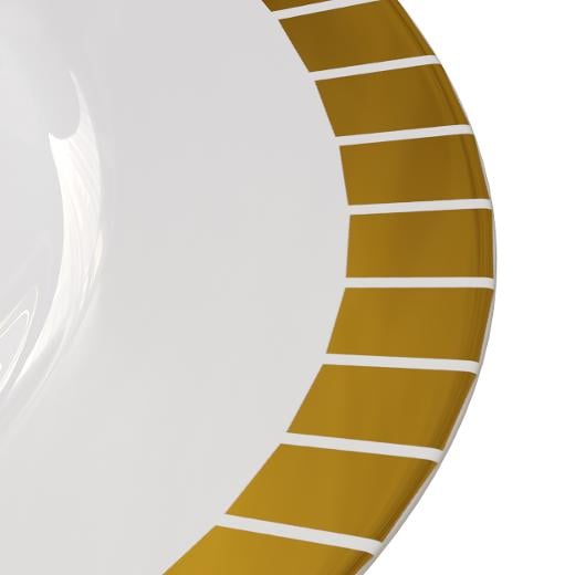 Alternate image of 9 In. Cream/Gold Slit Design Plates - 10 Ct.