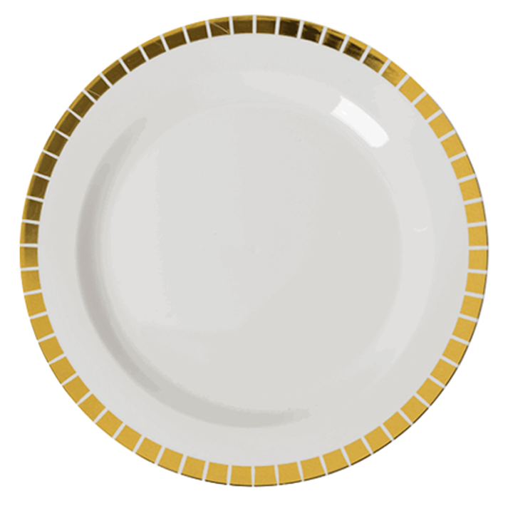 10.25 In. Cream/Gold Slit Design Plates - 10 Ct.