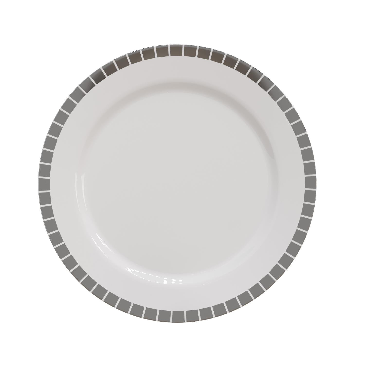 10.25 In. White/Silver Slit Design Plates - 10 Ct.