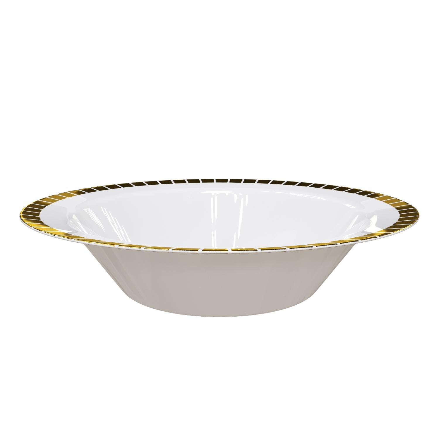14 Oz. Cream/Gold Slit Design Bowls - 10 Ct.
