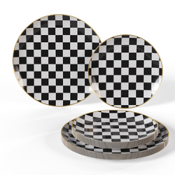 8 In. Checkerboard Plastic Plates - 10 Ct.
