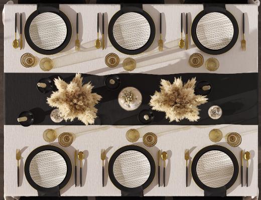 Alternate image of Disposable Black and Glam Dinnerware Set