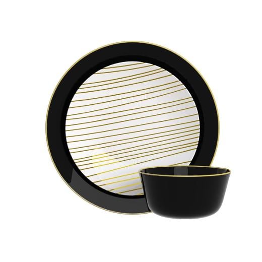 Main image of Disposable Black and Glam Dinnerware Set
