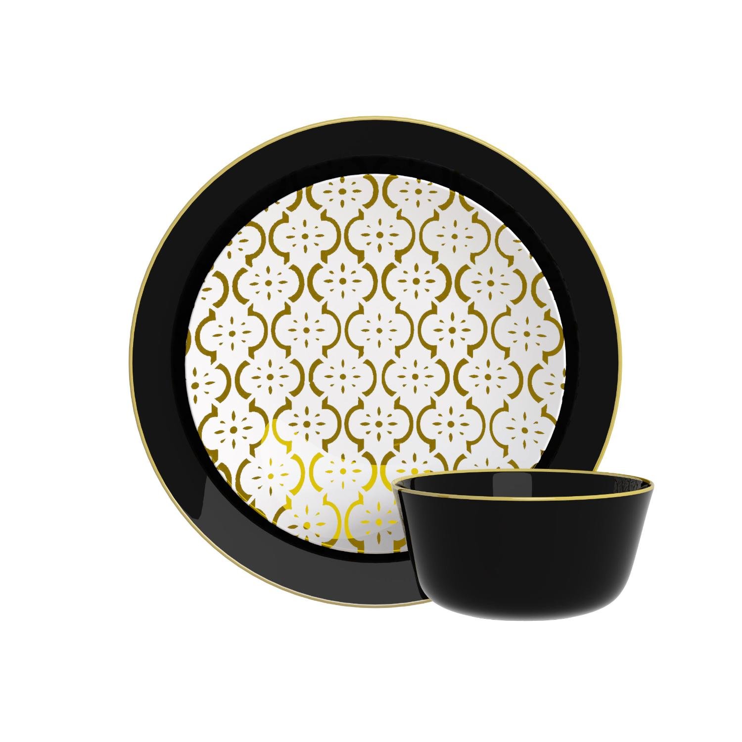 Disposable Black Classic and Moroccan Dinnerware Set
