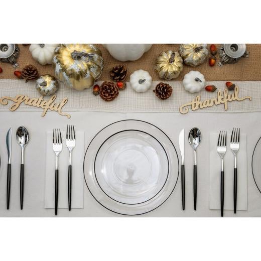 Alternate image of Disposable Clear and Black Rimmed Dinnerware Set
