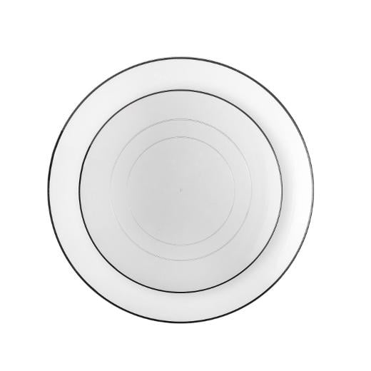 Main image of Disposable Clear and Black Rimmed Dinnerware Set