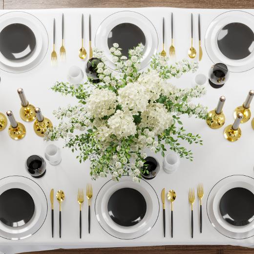Alternate image of Disposable Clear, Black and White Dinnerware Set