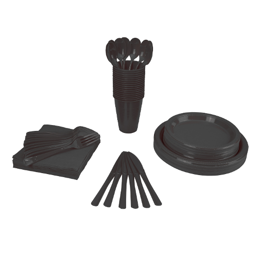 Main image of 350 Pcs Disposable Tableware Set - Black