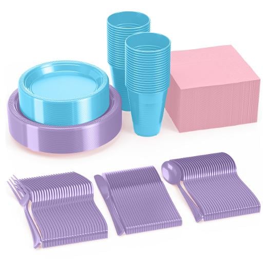 Main image of 350 Pcs Pastel Disposable Tableware Set