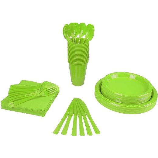 Main image of 350 Pcs Lime Green Plastic Tableware Set