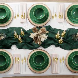 Disposable Green Classic Dinnerware Set