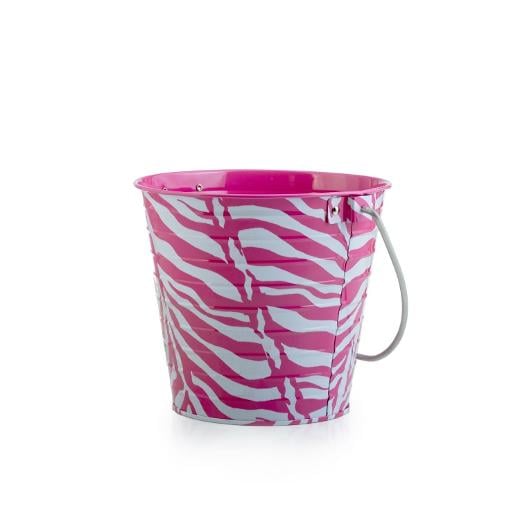 Main image of Zebra Print Decorative Metal Bucket
