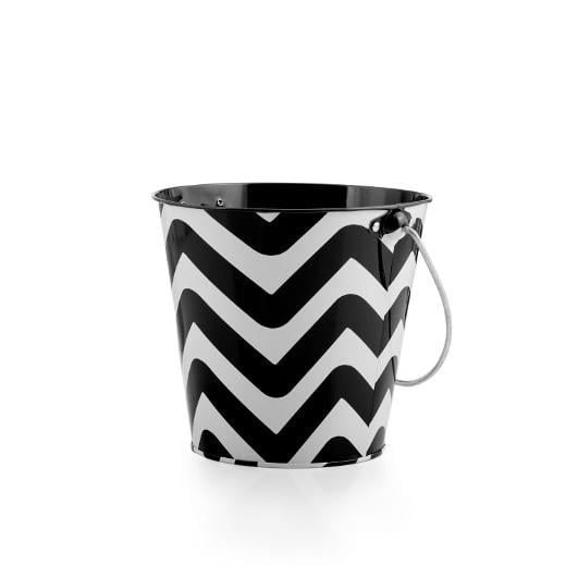 Main image of Black Chevron Decorative Metal Bucket