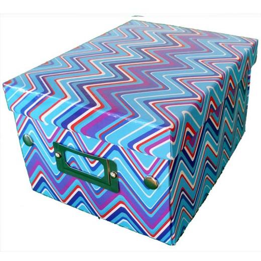 Zig Zag Patterned Decorative Gift Box-Turquoise