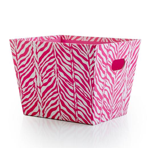 Main image of Zebra Print Decorative Basket-Magenta