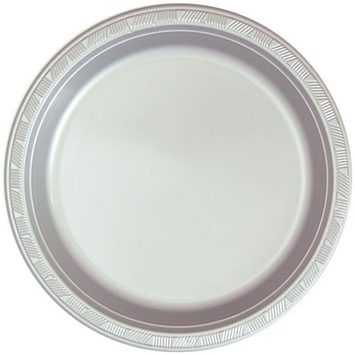 9in. Silver plastic plates (50)