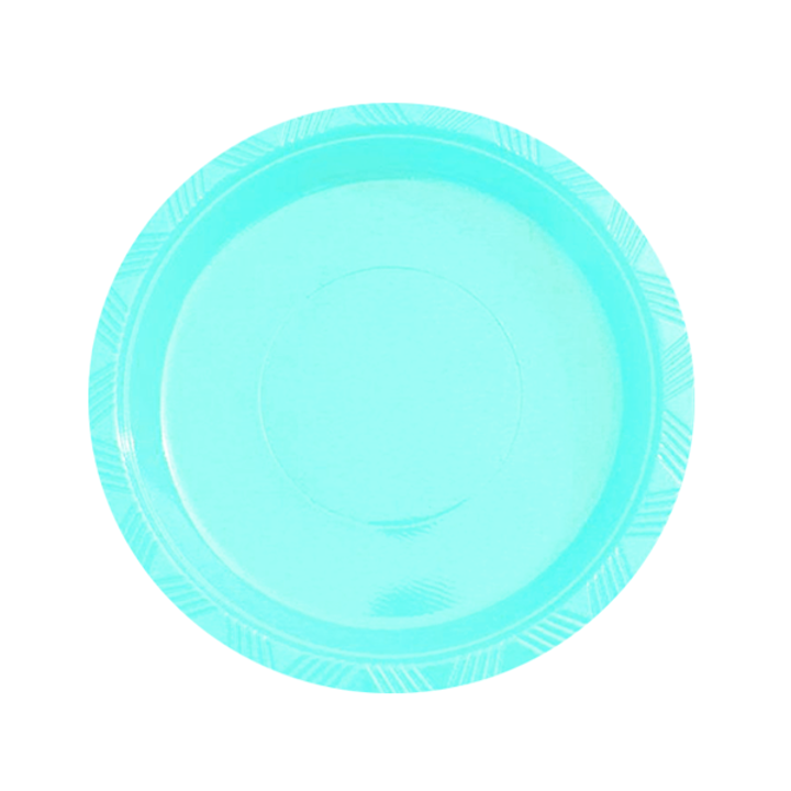7 In. Turquoise Plastic Plates - 15 Ct.