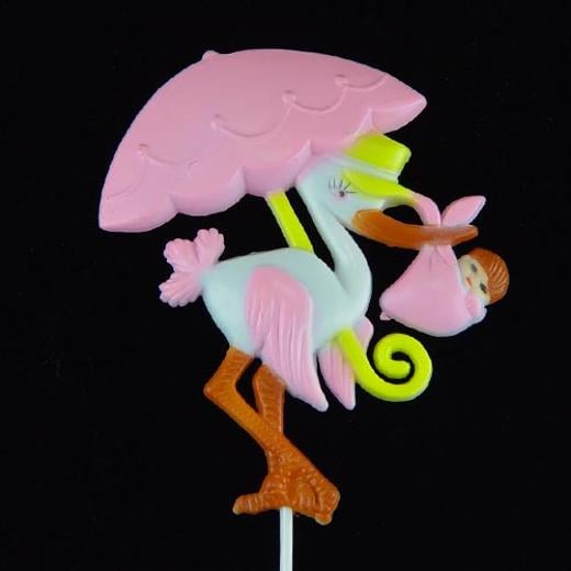 Main image of Large Baby Girl Stork Floral Pick