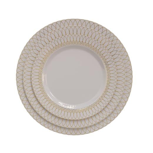 Main image of Cream/Gold Ovals Design Dinnerware Set