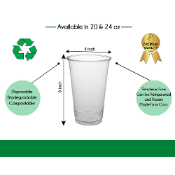 Green Good Compostable PLA - 50 Count Clear Cups 24 oz