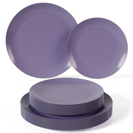 Alternate image of Disposable Purple Rose Dinnerware Set